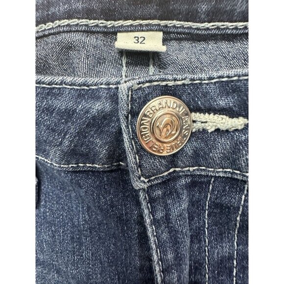 True Religion Legging Basic Overall Natural Low 9”Rise Dark Wash Retro Y2K Sz 32 - Picture 4 of 8